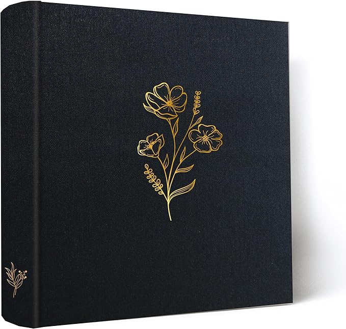 Holoary Photo Album 4x6 200 Photos, 200 Pockets 4”x6” Picture Album, Linen Fabric Cover Big Picture Book for Photos with Writing Area, 4x6 Photo Albums for Family Weddings Travel Memories(Black) by Holoary