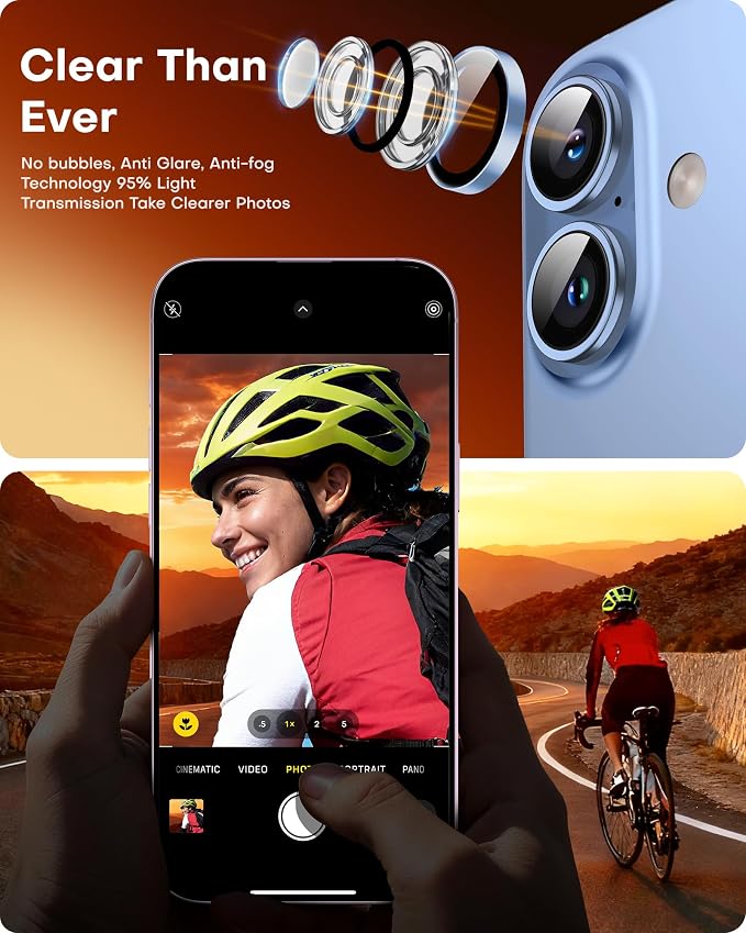 TOCOL Camera Lens Protector for iPhone 17 Tempered Glass HD Individual Scratch Resistant Camera Cover Accessories Case Friendly 2 Pack（Light Blue） - Image 5