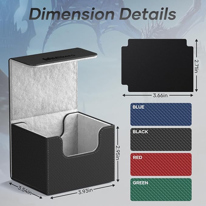 Mlikero Card Deck Box, Commander Deck Box Holds 100+ Double-Sleeved Cards with 2 Dividers, Leather Magnetic Closure Card Box Fit for MTG, TCG (Black) - Image 4