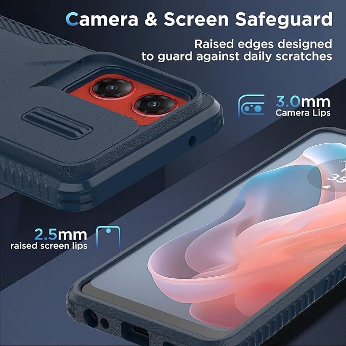 for Motorola G Stylus 5G 2024 Case with 1 HD Screen Protector & Slide Camera Cover [Military-Grade] Phone Case Heavy Duty Rugged Shockproof Protective Cover for Moto G Stylus 5G 2024(Blue) - Image 5
