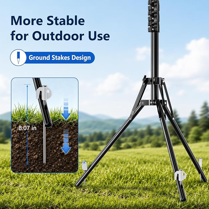 UBeesize Starlink Mini Tripod Mount, 63" Tripod Stand with Ground Stakes | Adjustable Height and Angle, With Pipe Adapter, Designed for Starlink Mini Setups at Camping, RV Travel and Outdoors - Image 3
