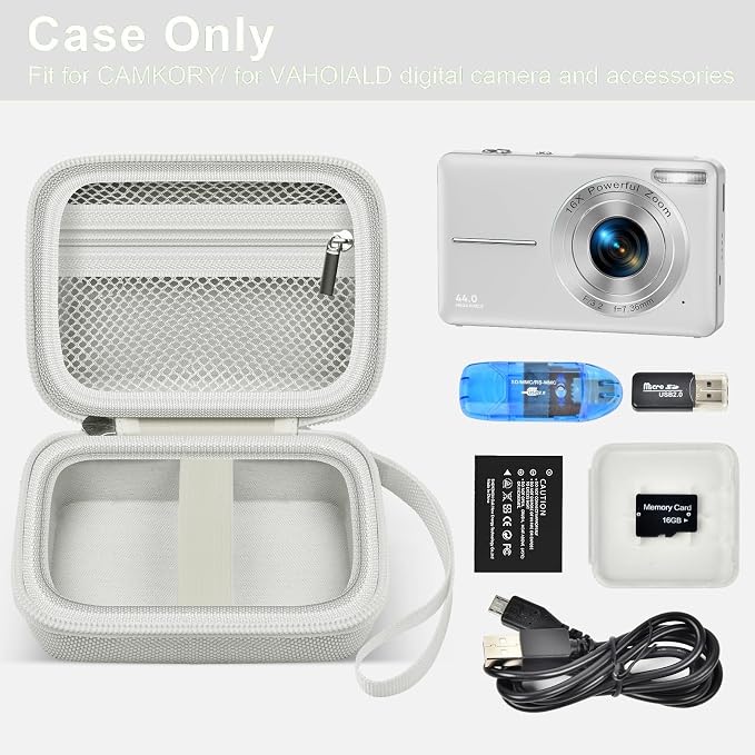 ALKOO Digital Camera Case for CAMKORY/Pouch for KODAK PixproLight Grey | for Lecran/for VAHOIALD Point and Shoot Camera, Hard Carrying Case with Mesh Pocket, Compact for Vlogging, Travel and Storage - Image 2