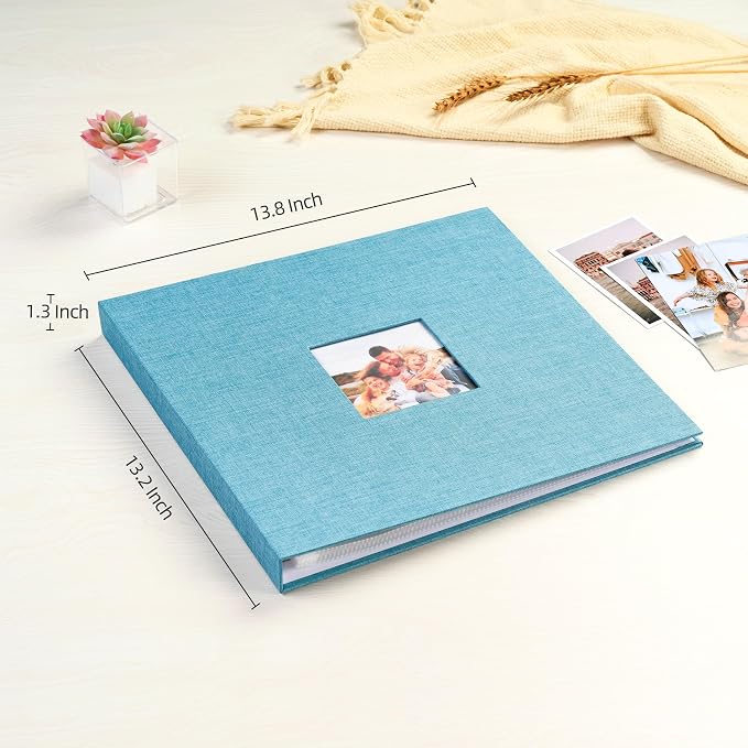 Mublalbum 12x12 Inch 3 Ring DIY Scrapbook Photo Album 40 Pages, Blue | 3 Ring Binder Scrapbook, Linen Cover, 20 Plastic Sleeves 40 Pages, Memory Book for Wedding, Baby, Family, DIY Projects - Image 2