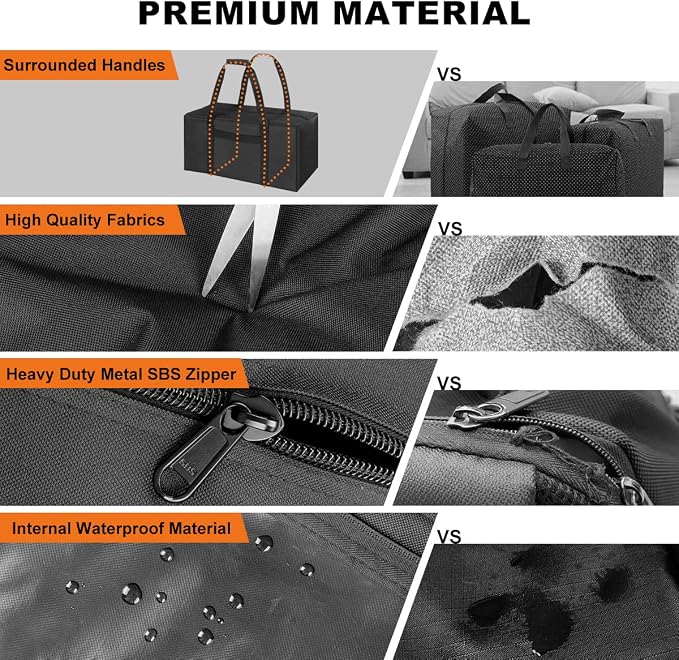 COOLBEBE 2 Pack 24" Sports Duffle Bag - 53L Travel Duffel Tote Bag, Black | Upgrade Zipper Weekender Overnight, Sturdy & Water Resistant Camping duffle for Sports Gear Hauling - Image 8