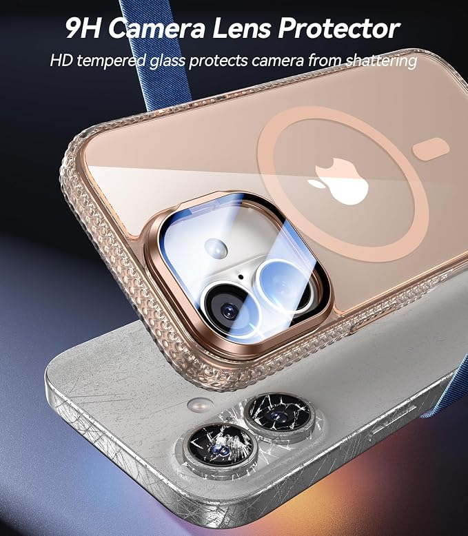 VOFATA [Upgraded Full Camera Protection] for iPhone 17 Case with Camera Cover Stand [Fit for MagSafe][10FT Mil-Grade Protection] Transparent Magnetic iPhone 17 Phone Case, Clear Gold - Image 3