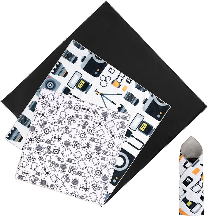 3pcs Camera wrap, Protective Wrap, Magic Self-Adhesive Cloth, Anti-scratch Lens Camera Wrap, Folding, Washable, Lens pouches, Soft cloth with a sticky for camera by GCJUYA