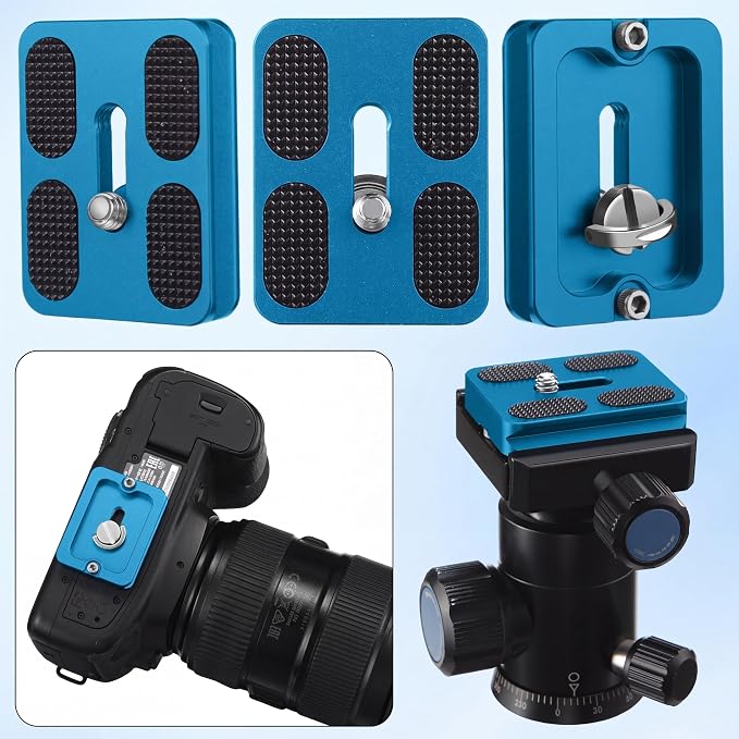 Frienda Quick Release Plate Tripod 1/4-20 DSLR,Pu50,Blue | Tripod Mount Plate, Camera Tripod Mount for DSLR Camera Tripod Ball Head , Metal, 1.9 x 1.5 x 0.4 Inch - Image 5