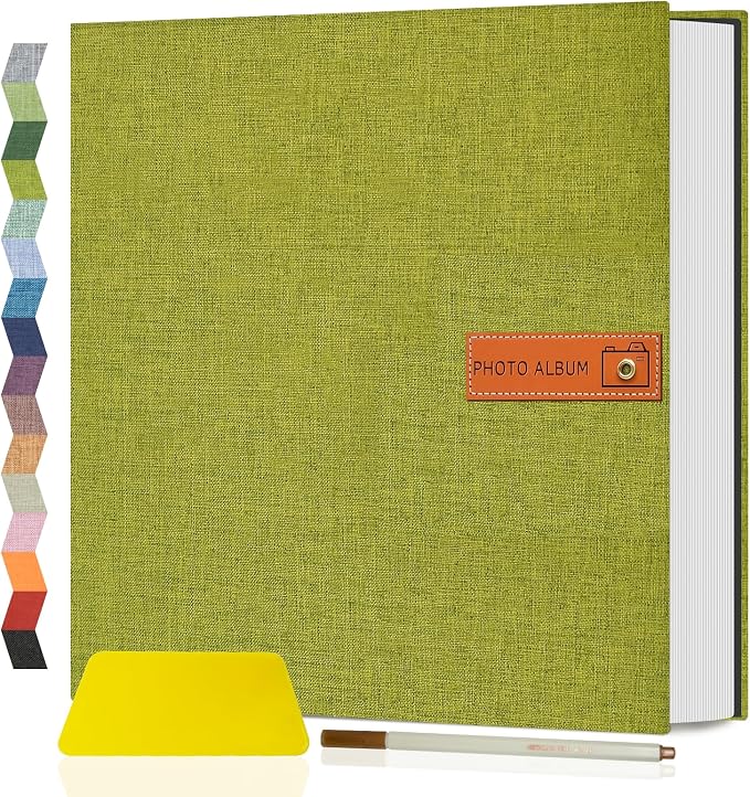 Popotop Large Photo Album Self Adhesive 4x6 5x7 8x10 Scrapbook Album DIY Picture Book,Gifts for Mom,Family Baby and Wedding,with Metal Pen and Plastic Board by Popotop