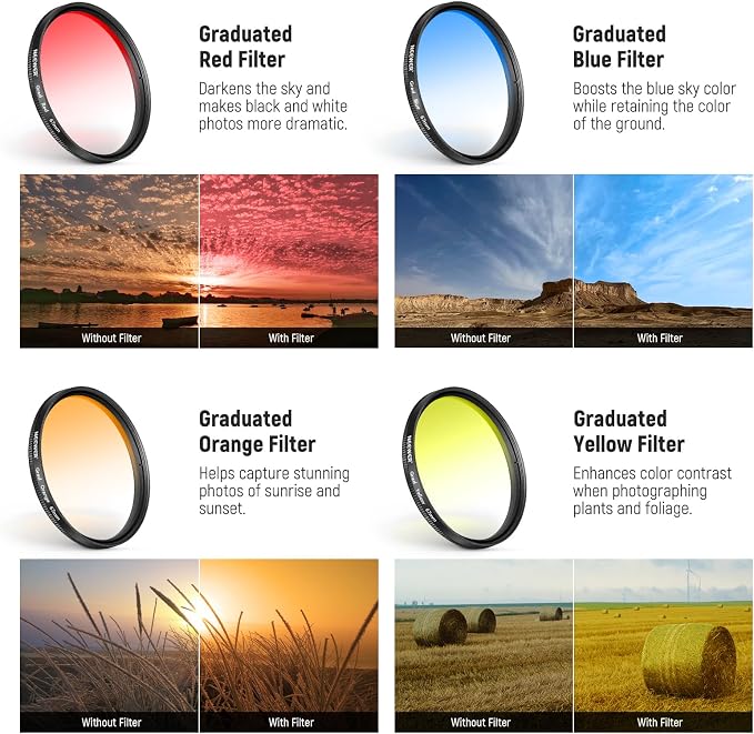 NEEWER Clip On 67mm Phone ND Filter Kit with Cold Shoe Lens Clip, CPL/ND32/6 Point Star/4 Graduated Color Filter Compatible with iPhone 17 16 16e 15 Android Samsung Galaxy S25 Ultra S24 - Image 3