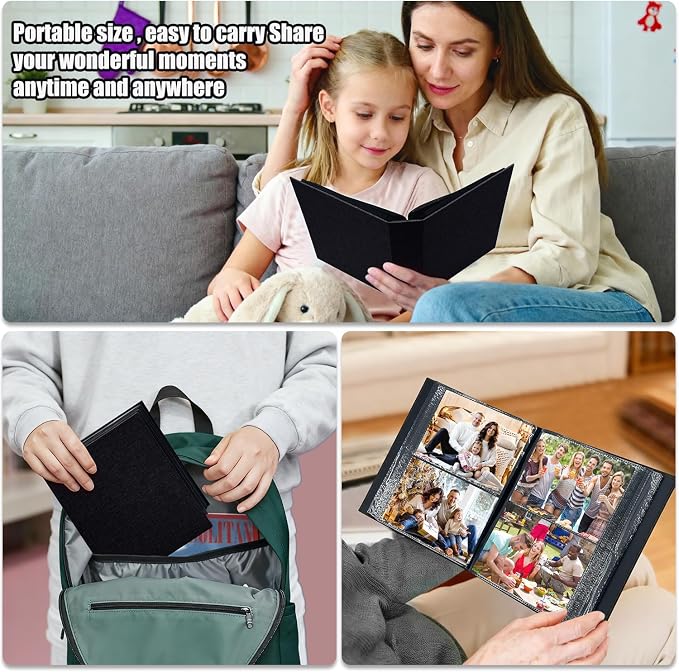 Photo Album 4x6 200 Pockets for Wedding Gifts,Linen Hardcover Picture Albums for Family Anniversary Baby Vacation Pictures - Image 6