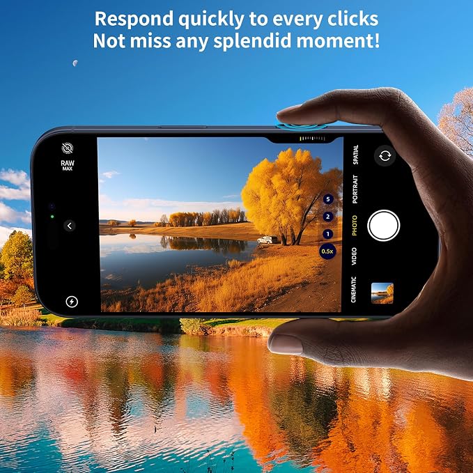 AMANECER 2 Pack Camera Control Button Protector for iPhone 17 Pro/Pro Max, Auto-Alignment Rugged Sensitive Slide Capacitive Protective Cover fit Apple Phone Side Click Touch Capture Key, Deep Blue - Image 7
