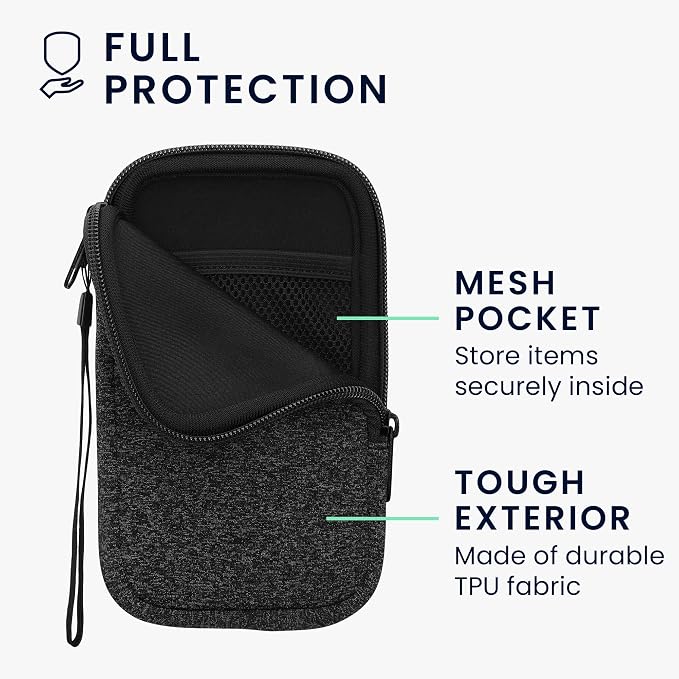 kwmobile Universal Phone Pouch Size L - 6.5" - Neoprene Smartphone Pouch with Zip - Water-Repellent Mobile Phone Case - Sleeve in Anthracite/White - Image 3