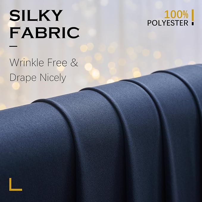 20x12 ft Navy Blue Backdrop Curtains for Weddings, Birthdays and Photos | 4 Panels 5x12 ft, Wrinkle-Free Polyester Drapes, Washable, Ironable, 4 in Rod Pocket for Baby Showers Photography Background - Image 6