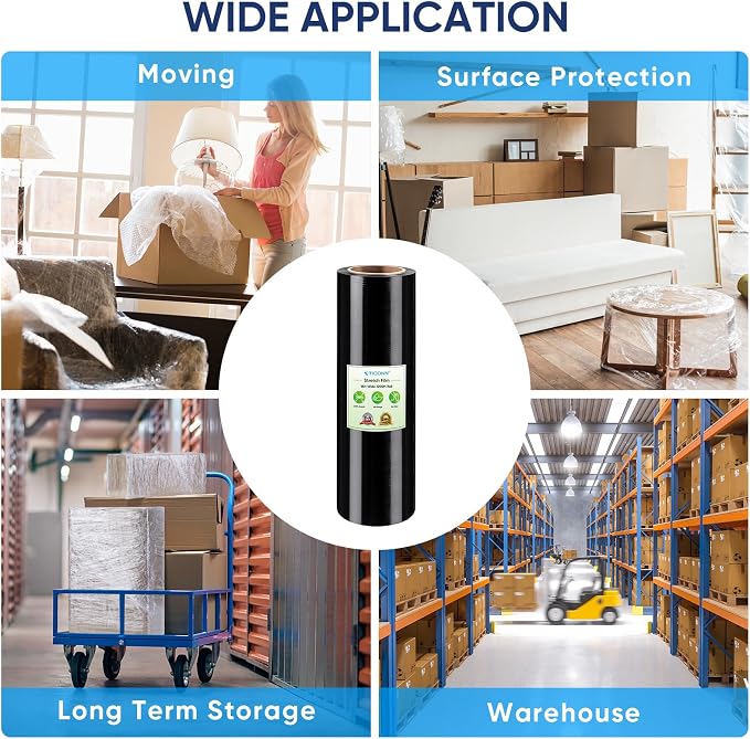 TICONN Stretch Wrap Roll, 18 in x 1000 ft Plastic Wrap for Moving Furniture | Odorless Industrial Strength Stretch Film, 300% Stretchability, Self-Adhering, Ideal for Furniture, Box Protection - Image 6