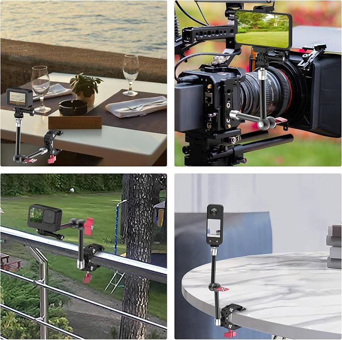 9.8" Magic Arm Clamp Kit with 1/4" 3/8" Screw 360° Ball Heads Articulating Arm with Super Clamp Camera Monitor Mount for Light Monitor Webcam or Camera 1.5kg for Table Tube - Image 6