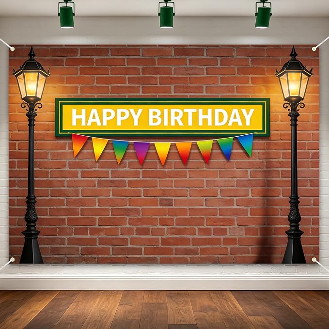 7x5ft Backdrop for Birthday Party Decorations | Large Red Brick Wall Photography Background - High-Definition Elmo Theme Banner for Cake Table Decor, Photo Studio Props by Dormirpilow