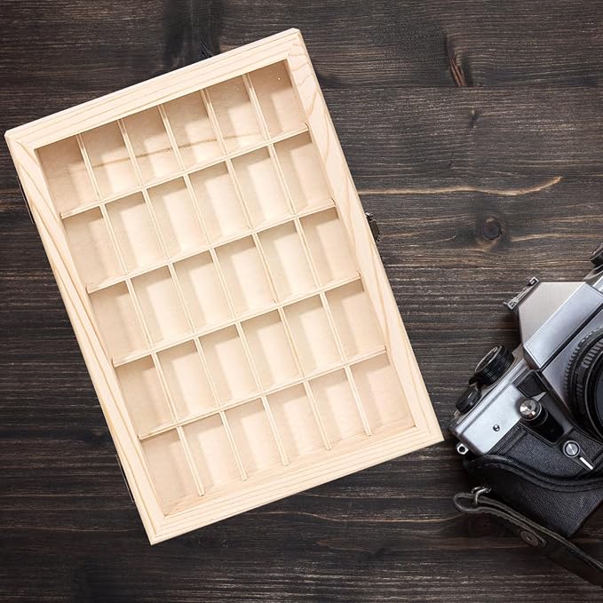 Film Case/135 Film Case -for 30 Rolls of 35mm Films-Decorative Collector's Shadow Box to Sort & Enjoy & Safeguard Film, Vintage Wooden Chest (Film is not Included) - Image 2