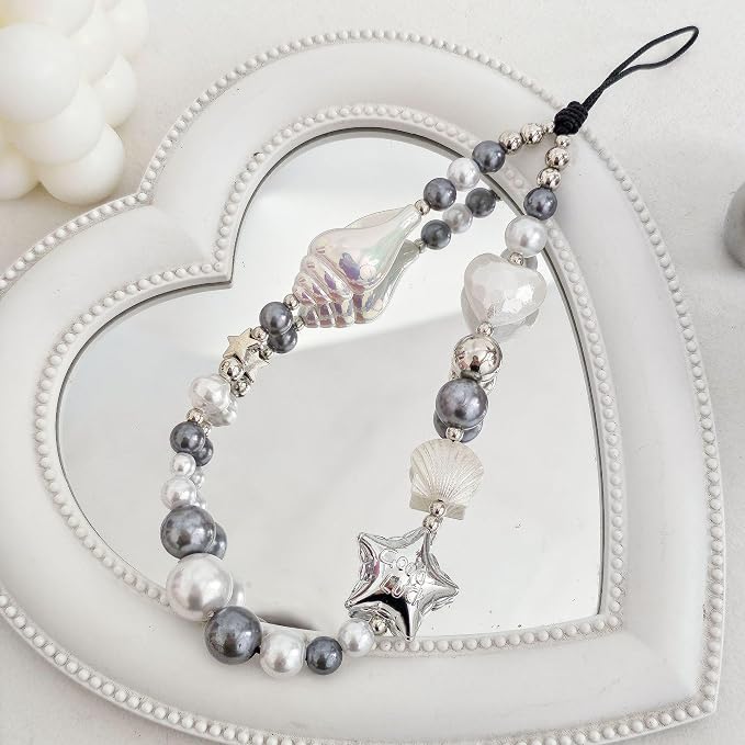 Cute Beaded Camera Wrist Strap for Phone, Digital Camera Charm Lanyard, Pearl Beaded Chain for Bag Keychain Gift - Image 4