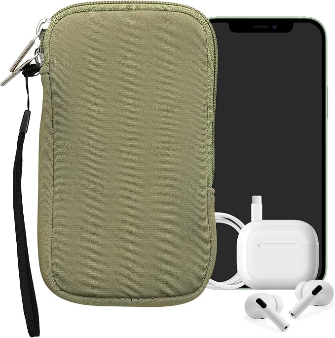 kwmobile Universal Phone Pouch Size L - 6.5" - Neoprene Smartphone Pouch with Zip - Water-Repellent Mobile Phone Case - Sleeve in Gray Green - Image 8