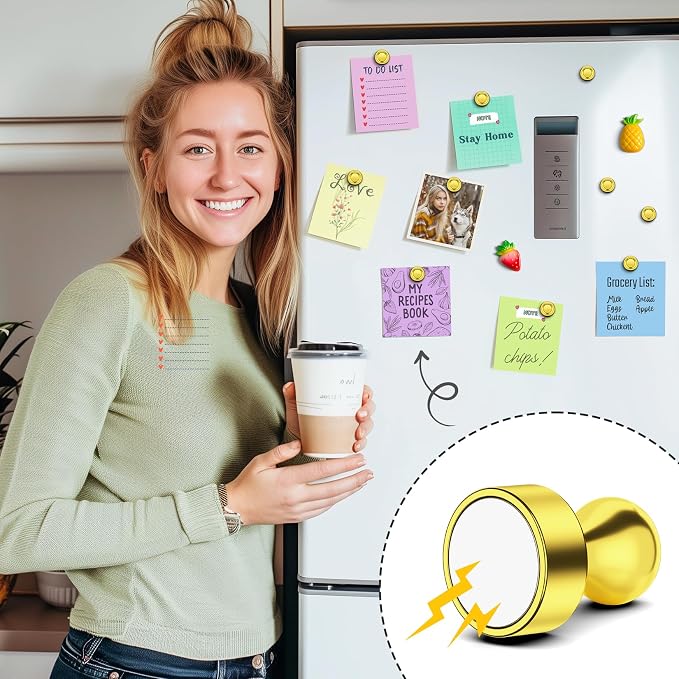 FINDMAG Fridge Magnets, Refrigerator Magnets for Pictures, 14 Pack, Gold | White Board Magnets for Photos on Refrigerator, Kitchen and Locker, Accessories Decorative, Strong Magnetic Hold - Image 4