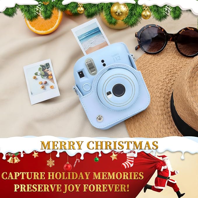CAIYOULE Camera Case for Fujifilm Instax Mini 12 Instant Film Camera | Protective Camera Case, Camera Crossbody Bag for Fuji Mini 12 with Photo Album, Adjustable Shoulder Strap, Pastel Blue - Image 2