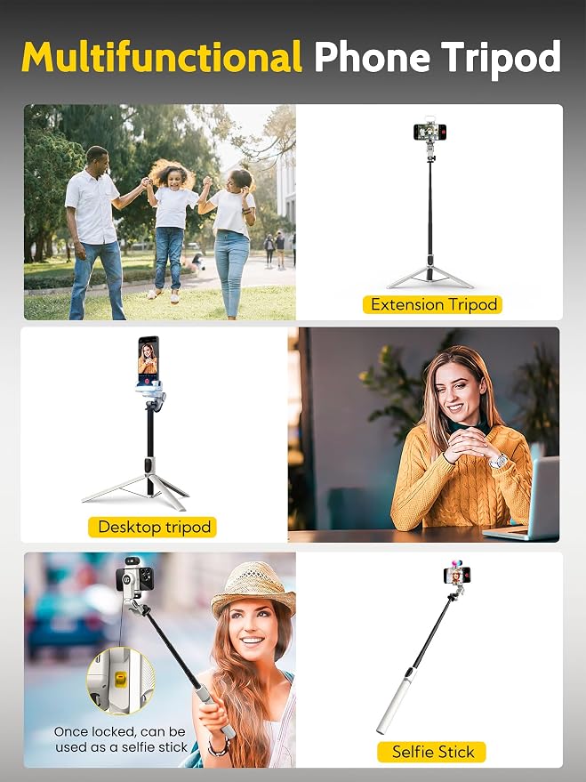 AOCHUAN Auto Face Tracking Tripod 360 Rotation w/Remote Control,Single-axis Phone Gimbal for iPhone Android w/RGB Light,Phone Tripod Follow You for Video Recording,TikTok Vlogging(M2Pro White) - Image 7