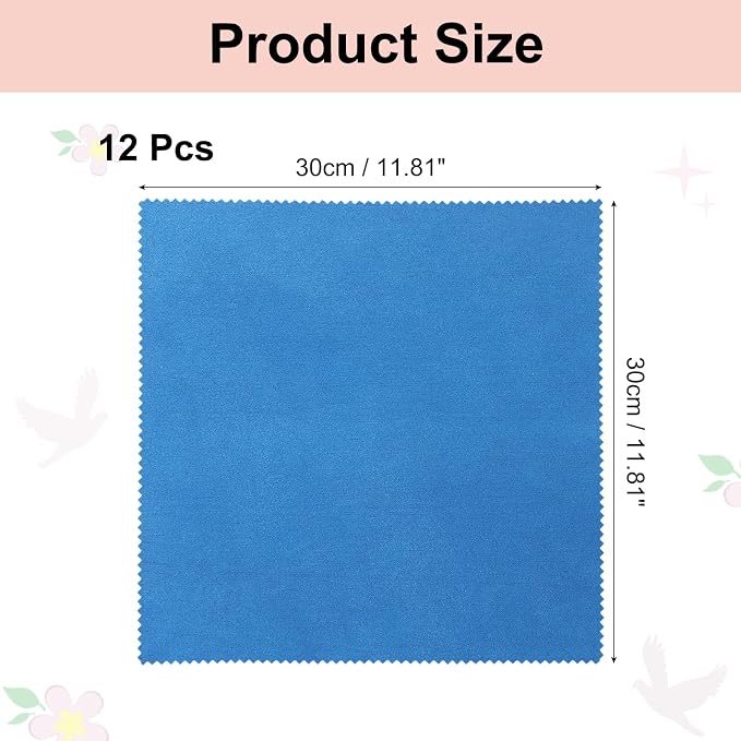 uxcell 12 Pcs Microfiber Cleaning Cloth for Glasses, 11.8 x 11.8 Inch Eyeglass Cleaning Cloth, Glasses Cleaner Wipes for Electronics Lenses Screens Cameras Cell Phones, Sapphire Blue - Image 2