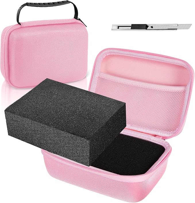 Relaxweex Hard Case with Foam, 11 X 7.8 X 4.3 Inch, Pink | EVA Waterproof Shockproof Case, Customizable Foam for Camera Electronics Instruments, Digital Products, with Knife by Relaxweex