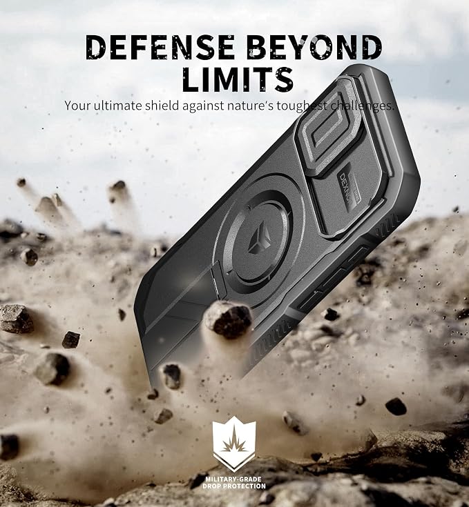 Dexnor for iPhone 17 Case with Slide Camera Cover & Adjustable Kickstand, Compatible with MagSafe, Rugged Shockproof Bumper Cases Heavy-Duty Magnetic Protective Cover,6.3 inch,Black - Image 6
