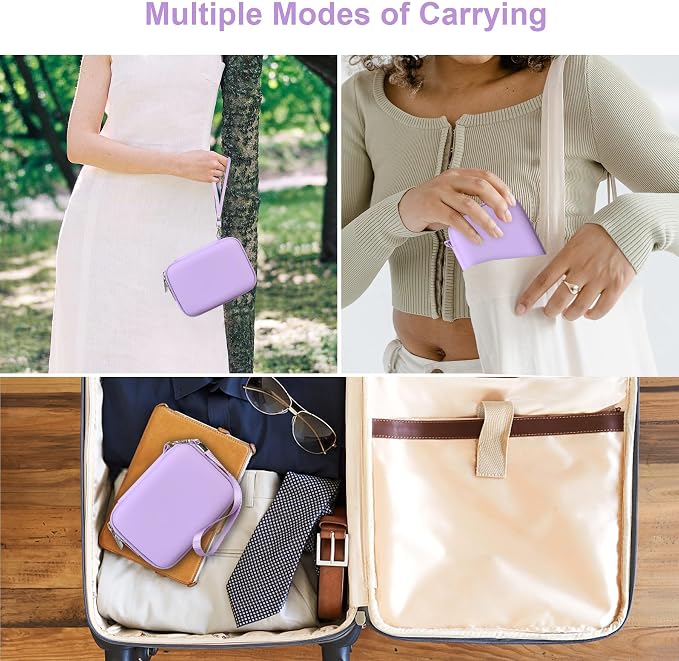 Canboc Carrying Case for KODAK PIXPRO C1 Friendly Zoom Digital Camera | For Canon PowerShot ELPH 360 HS A/ 360 HS/ 360/ IXY 650 Digital Camera, Mesh Pocket fit Cable, SD Card, Purple (Case Only) - Image 3