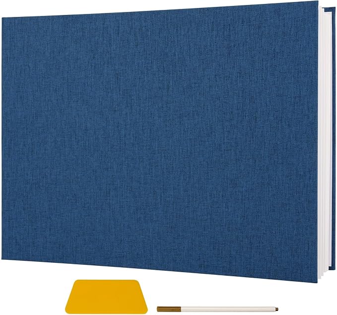 Vienrose Extra Large Self Adhesive Photo Album 11x14 20 Pages Navy | 12X16.4 Inch, Art Portfolio Binder, Graduation And School Memory Book, Certificate Binder by Vienrose