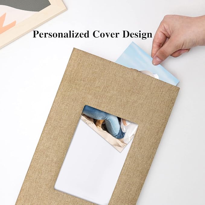 Vienrose 4x6 Photo Album,300 Pockets,Linen Cover with Window,Khaki | Linen Hardcover, Slip In Photo Book, Family Memory Album, Travel Keepsake - Image 3