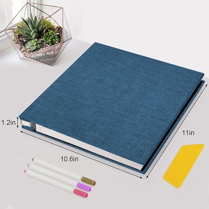 Zesthouse Photo Album Self Adhesive Pages, 60 Pages Magnetic Scrapbook Albums with Sticky Page,Photos Album Holds 8x10 & 5X7 & 4x6 & 6x8 & 3x5 (Black Blue, 11"x10.6"/White 60 Pages) - Image 2
