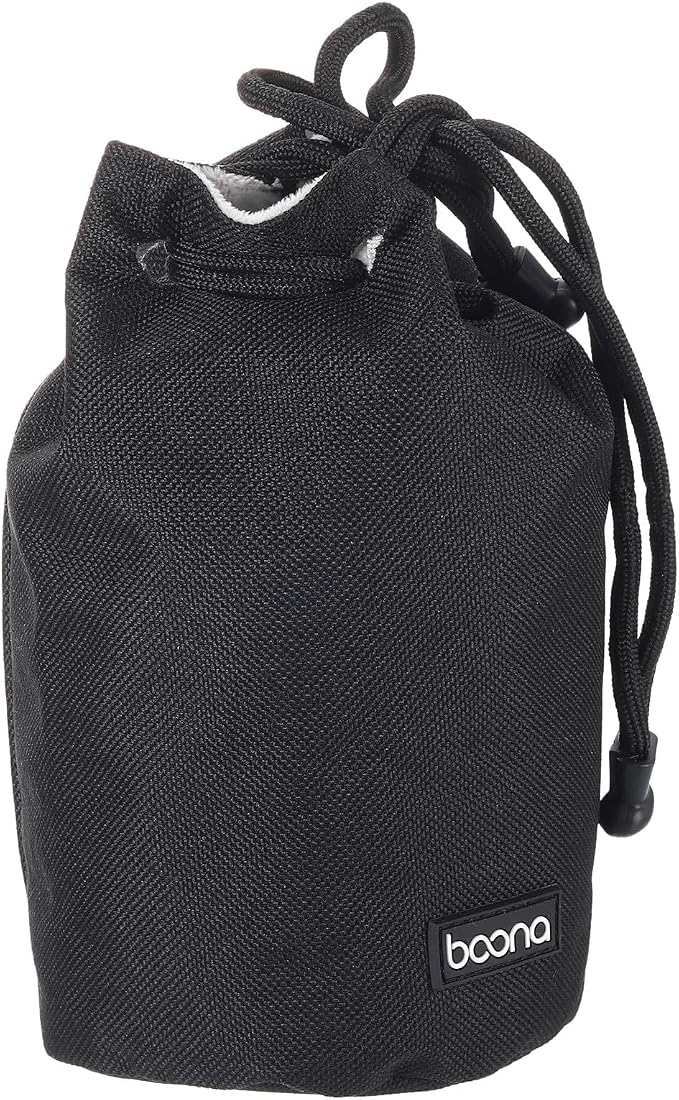 PATIKIL Soft Drawstring Lens Case, Lens Pouch Bag with Cotton Pad 3.9" OD Thick Fleece Cloth Camera Lens Bag for SLR Lens Water Cups, Black by PATIKIL