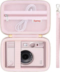 Carrying Case Compatible with Instax Mini EVO Instant Camera, INSTAX MINI EVO Camera Storage Holder Travel Bag with Mesh Pocket for Photos, USB Cables, Film, Pink by Supmay