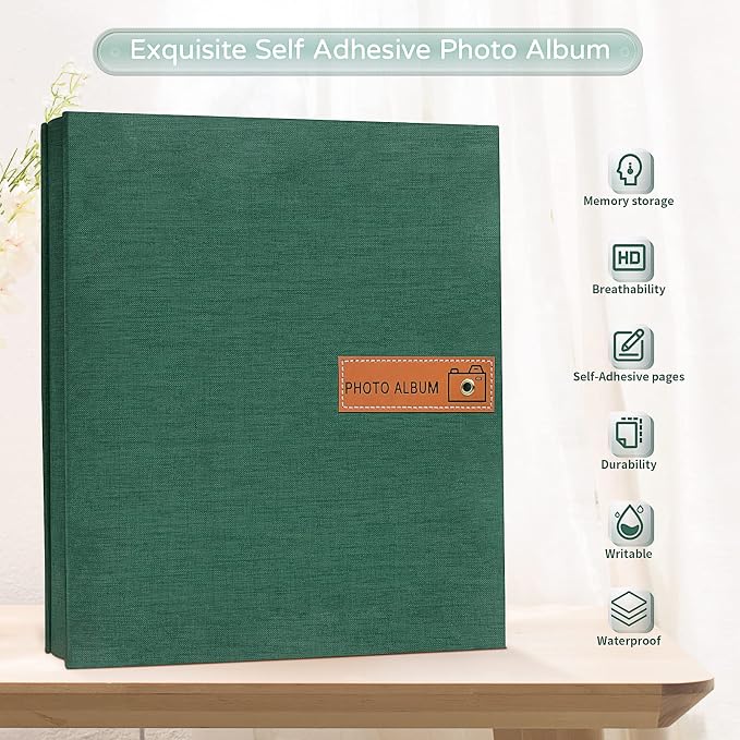 Popotop Large Photo Album Self Adhesive 4x6 5x7 8x10 Scrapbook Album DIY Picture Book,Gifts for Mom,Family Baby and Wedding,with Metal Pen and Plastic Board - Image 2