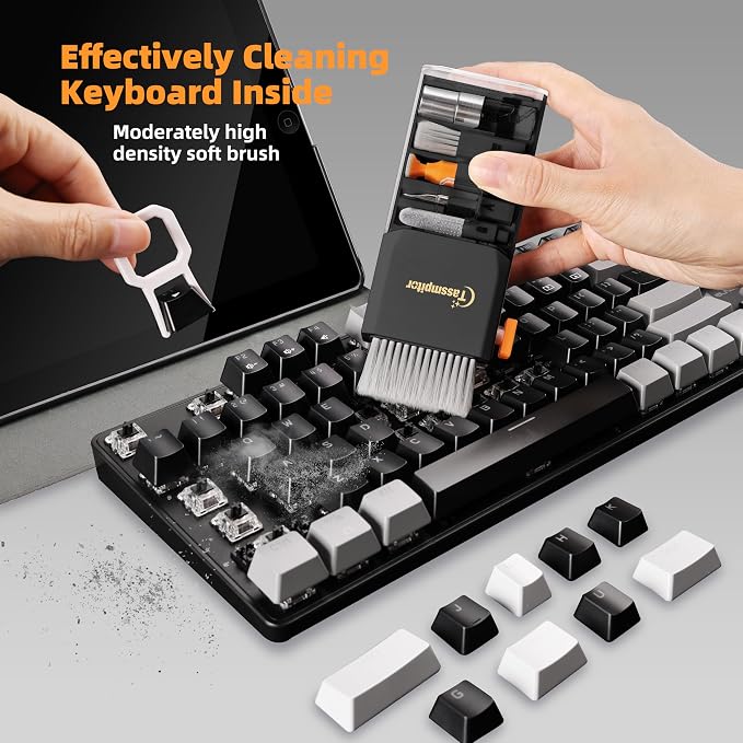 Keyboard Cleaning Kit, All-in-One Laptop & Computer Screen Cleaner, Black | Multi-function Electronic Cleaner, Soft Bristle Brush, Computer Screen-safe Spray, Compact, for MacBook, iPad, iPhone, earbud - Image 2