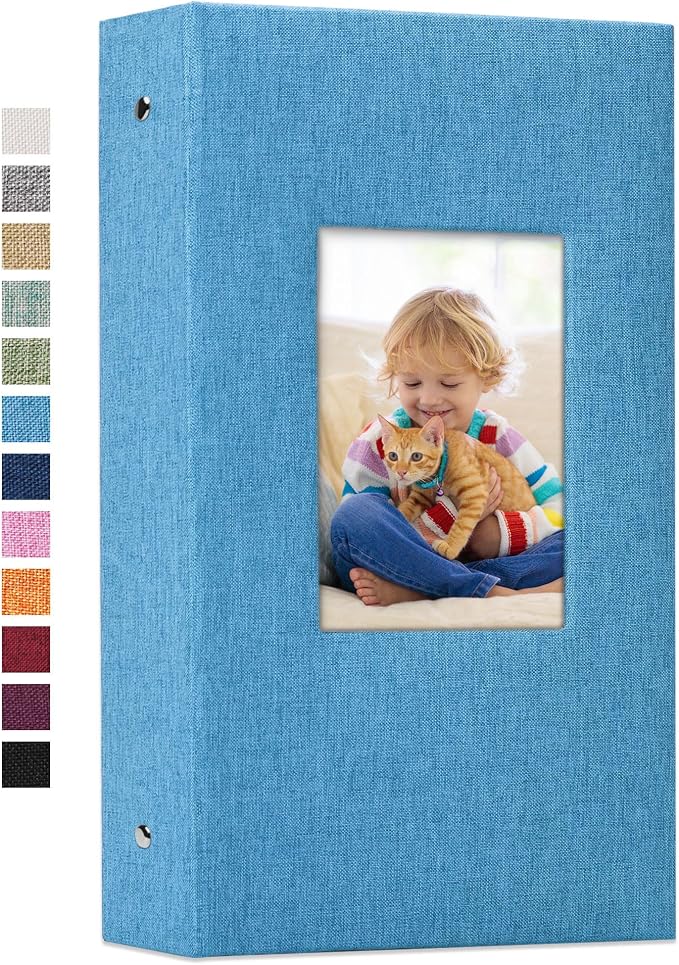 Vienrose 4x6 Photo Album,300 Pockets,Linen Cover with Window,Sky Blue | Linen Hardcover, Slip In Photo Book, Family Memory Album, Travel Keepsake by Vienrose