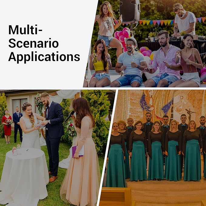 TONOR Wireless Microphones System, Handheld Microfono Inalambrico, Red | 4x10 Channels Cordless Mics, 60 m/200FT UHF Range with Stable Signal Transmission for Karaoke Singing Party Church Wedding - Image 7