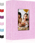 Small Photo Album 4x6,Linen Cover Slide-in Mini Photo Album Book Can Holds 100 4x6 Photos with 50 Black Sheets for Baby Family Pictures Artwork or Postcards Storage (Pink) by EJBLFEPremiumPhotoAlbums