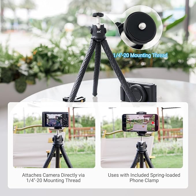 JJC Flexible Mini Tripod Octopus Stand for Sony ZV-1F ZV-1 Canon M50 G7X | Bendable Selfie Stick for Sony RX100 A6100 A6400 Fujifilm X-T5 X-T4 X-T30 & More Camera [Phone Clamp Included] - Image 3