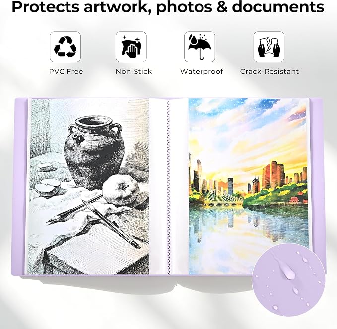 XRUNMIX Art Portfolio 8.5X 11 Inch, 40 Pockets (80 Pages Capacity) Letter Size Display Book with Clear Sheet Protectors, Presentation Folder for Artwork/Documents/Photos - Image 5