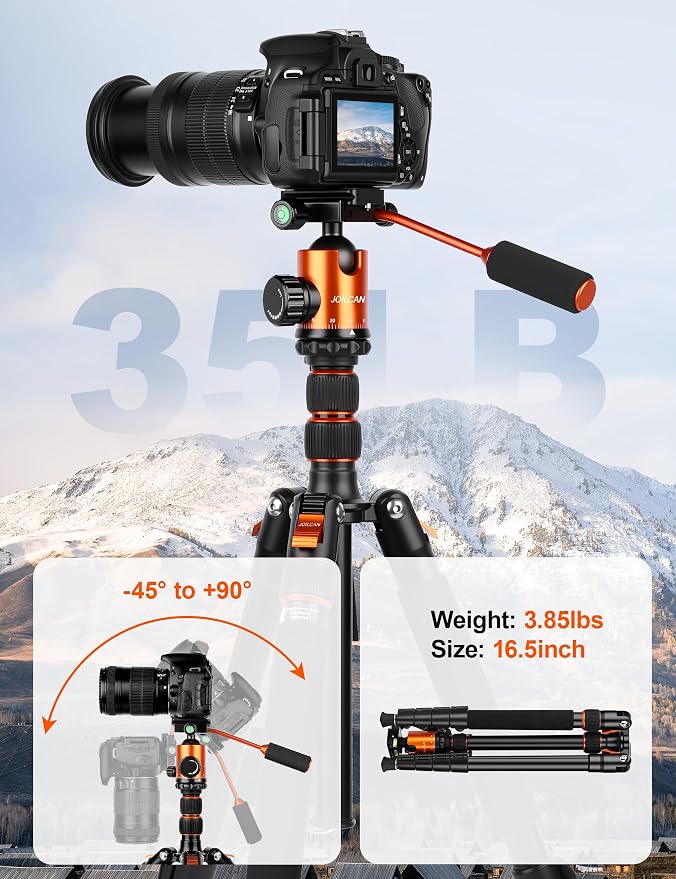83" Camera Tripod, Aluminum Tripod Monopod for DSLR Phone | Heavy Duty Travel Tripod for Spotting Scope Binoculars Telescope Camcorder, 360° Ball Head, Max Load 35Lb - Image 2