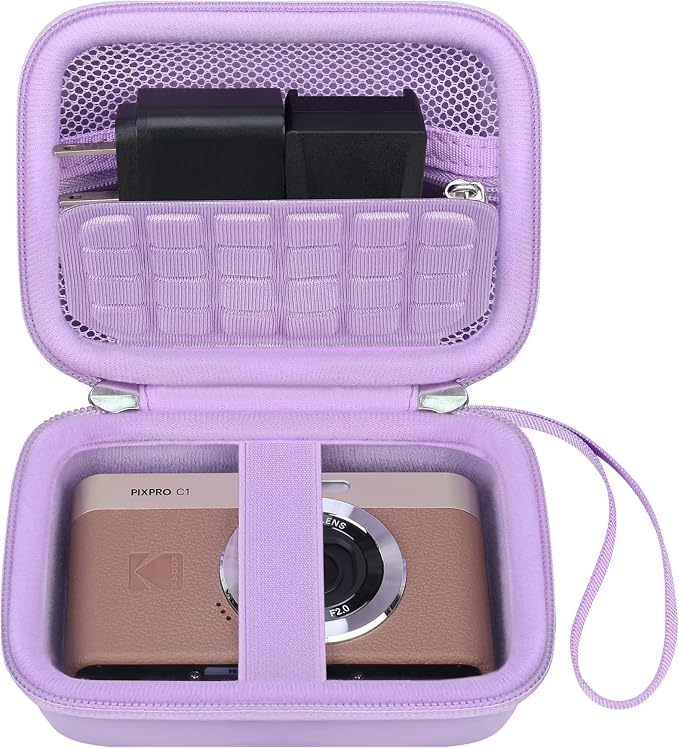 Canboc Carrying Case for KODAK PIXPRO C1 Friendly Zoom Digital Camera | For Canon PowerShot ELPH 360 HS A/ 360 HS/ 360/ IXY 650 Digital Camera, Mesh Pocket fit Cable, SD Card, Purple (Case Only) by Canboc