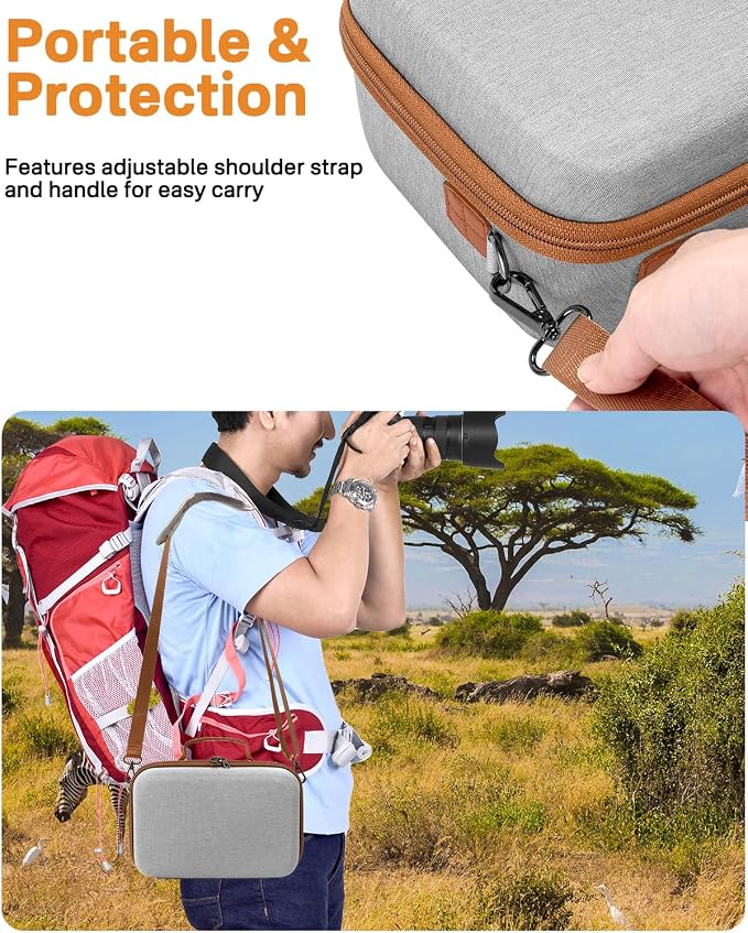 RAIACE Hard Case Compatible with Sony Alpha 7 II III IV/7R V Camera, for Nikon, for Canon, for Pentax and More. Large Capacity With Mesh Pocket for Lens, Charger, Cables, Cards and Accessories.-Gray - Image 5