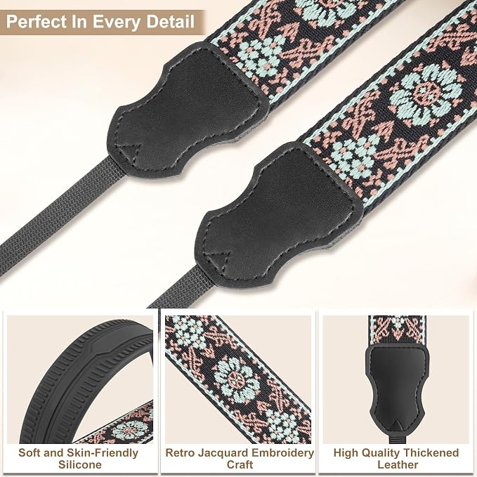 FIEIL Neck Strap Silicone Camera Straps - Padded Camera Strap, 1.5" Wide Adjustable Nylon Shoulder Strap - Compatible with Canon, Nikon, Sony, and More DSLR and Mirrorless Cameras (Green) - Image 5