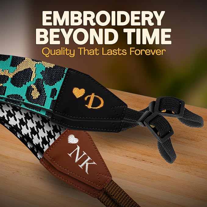 Art Tribute Camera Strap Personalized With Name - Shoulder, Crossbody & Neck Camera Strap for Photographers, Fits All Cameras, Canon Nikon Sony Fujifilm, Padded Strap W/Quick Release & Leather Ends - Image 5