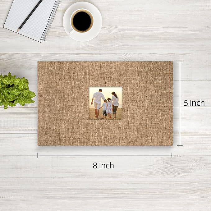 potricher Photo Album 4x6 Pictures, 100 Pockets, Linen Cover, Khaki | Linen Cover, Front Window, Large Capacity 4x6 Picture Albums, Photo Book for Family, Wedding, Anniversary, Baby, Keepsake - Image 2