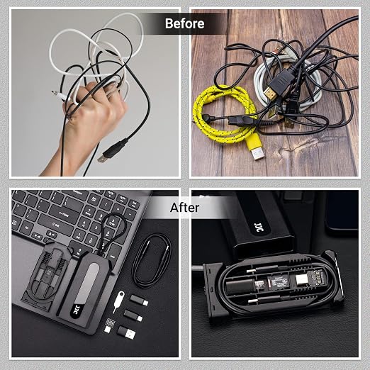 JJC 5 in 1 Data Cable Adapter Travel Kit,Data Transfer Cable Storage with Micro USB Type-A OTG Adapter,1.8ft Data Charger USB C Cable,Multi Charging Cable Adapter Set,Hold 2 Micro SD 2 Nano SIM Card - Image 5