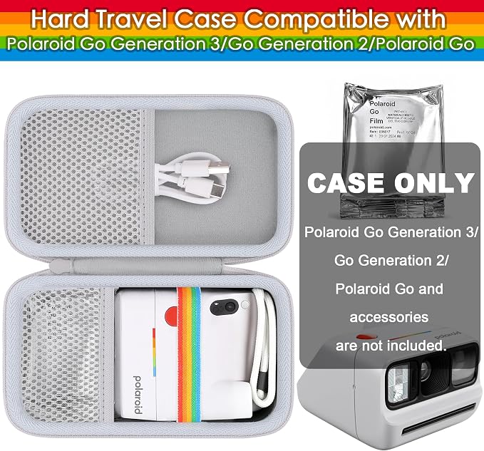 khanka Travel Case for Polaroid Go Generation 3 Mini Instant Camera,White | Fits for Polaroid Go Generation 2(6282),Accessory Storage Pocket, Travel-Ready Portable Storage,Case Only - Image 3